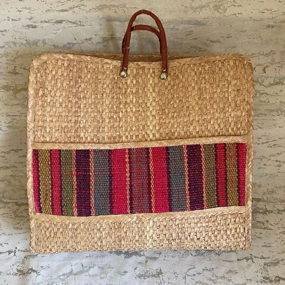 Wicker Mexico oversized woven beach bag overnight